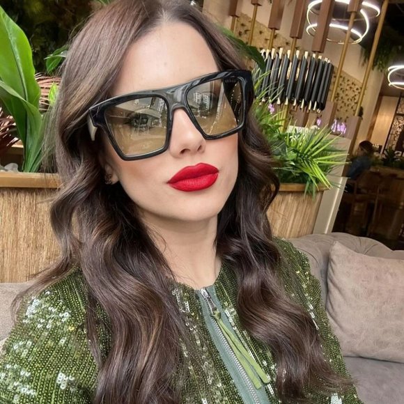 Gucci GG0962S 004 Sunglasses Black White Ivory Green Square Oversized Unisex - Picture 10 of 10